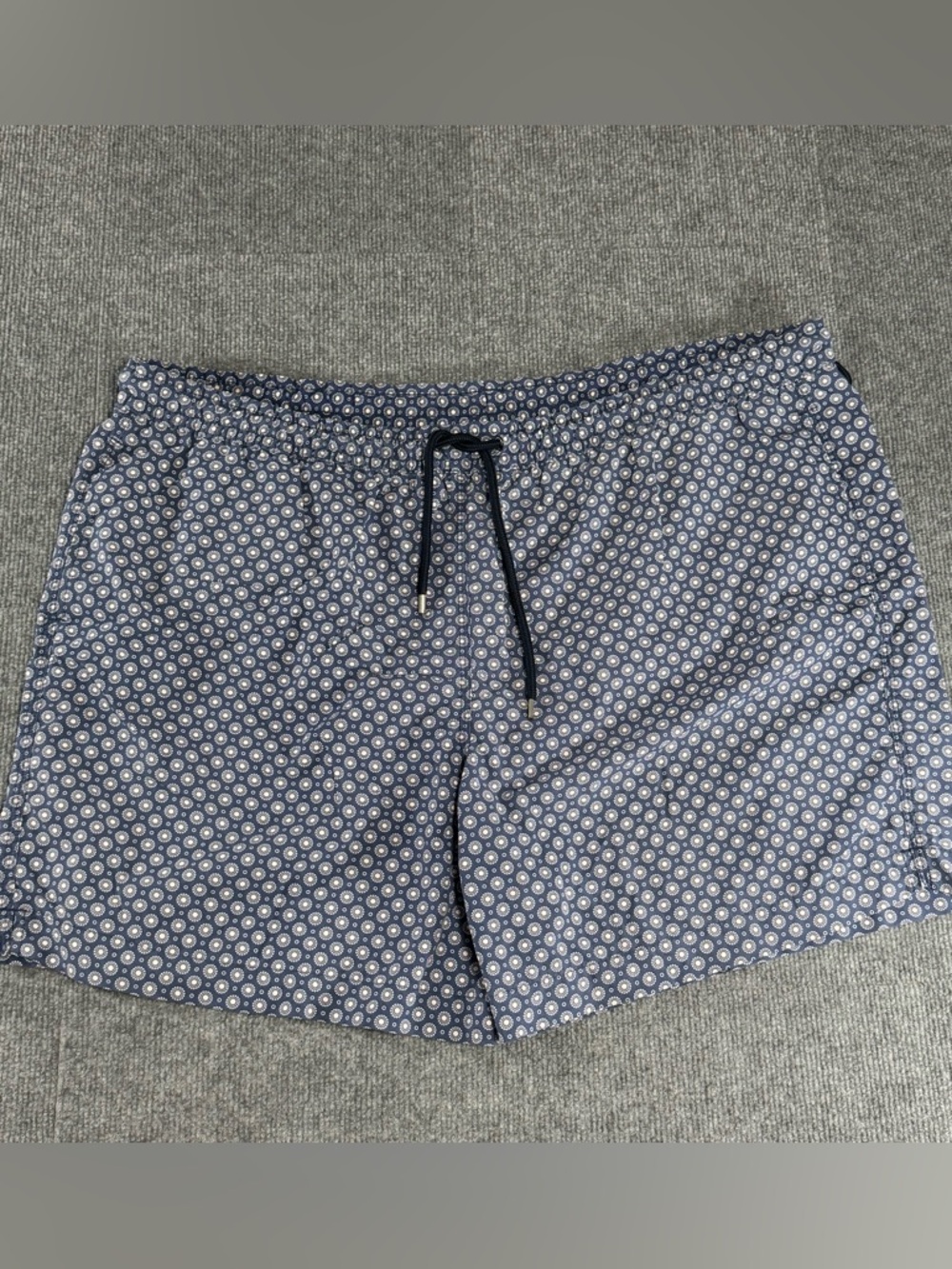 Brooks Brothers Swim Trunks XXL Navy Geometric Foulard Tile Resort Old Money 2XL